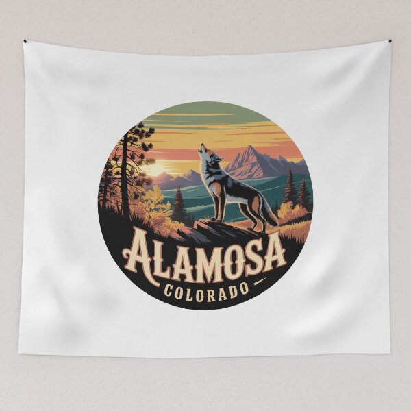 Item preview, Alamosa Colorado Wolf | Vintage Sunset Mountain Landscape designed and sold by CircinusStore.