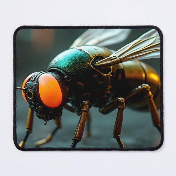 Item preview, Cybernetic Housefly – Mechanical Insect with Orange Optics designed and sold by Peter Kraaibeek | Generative Designs and Car Art.