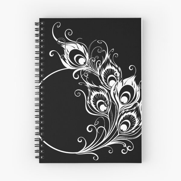 Item preview, White and Black Peacock Feathers Monogram designed and sold by ArteLena.