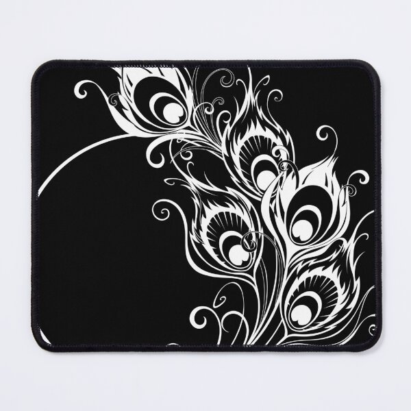 Item preview, White and Black Peacock Feathers Monogram designed and sold by ArteLena.