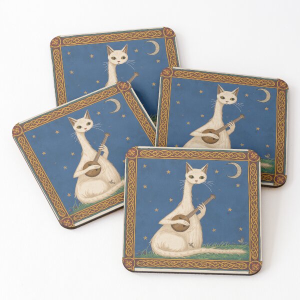 Item preview, Cream Cat Lute Medieval Manuscript designed and sold by PictorialWhimsy.