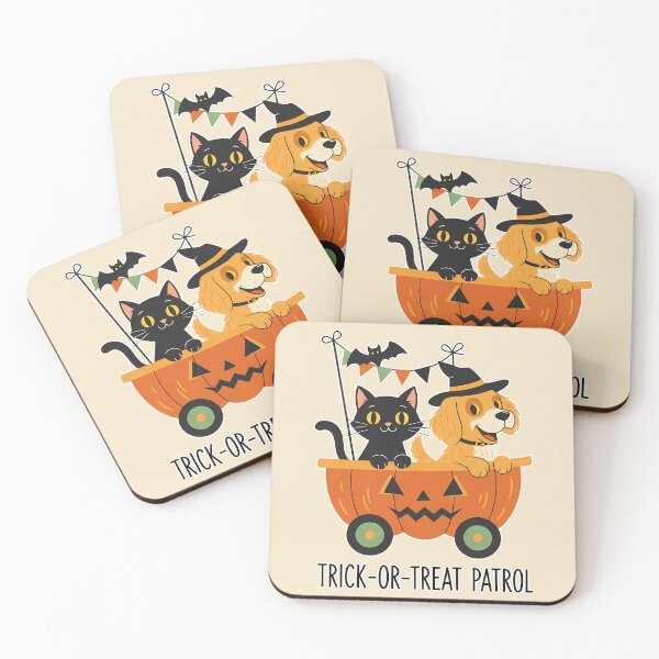 Item preview, Trick-or-Treat Patrol – Cute Halloween Cat & Dog designed and sold by InkoraLab.
