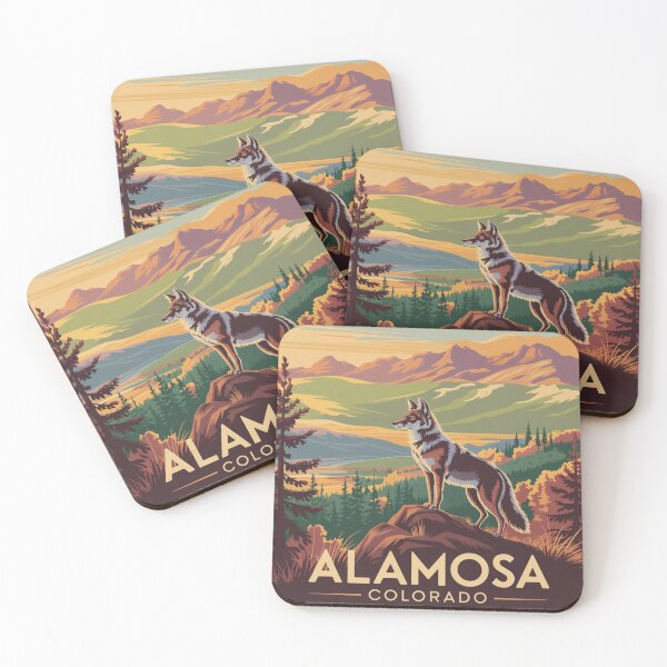 Item preview, Alamosa Colorado Wolf | Vintage Mountain Sunset Wilderness Poster designed and sold by CircinusStore.