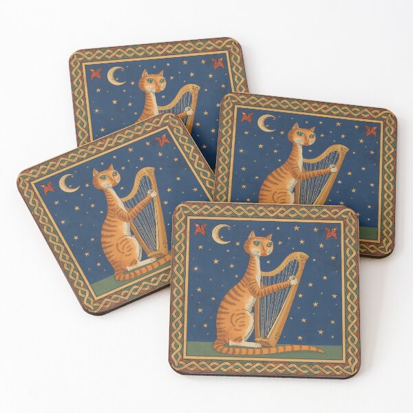 Item preview, Orange Tabby Cat Playing Harp Medieval Art designed and sold by PictorialWhimsy.
