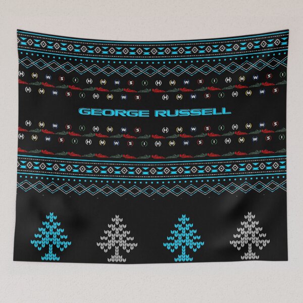 Item preview, George Russell F1 2025 Ugly Sweater Christmas socks and stockings designed and sold by Pink Polar F1.