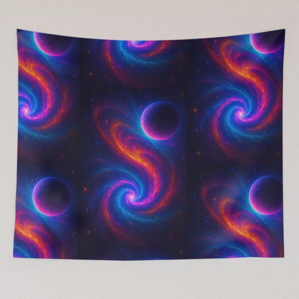 Item preview, Neon Vortex Cosmic Swirl with Radiant Alien Planet designed and sold by OandSDesigns23.