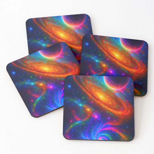 Item preview, Cosmic Symphony: Vibrant Galaxy & Planet in Neon Nebulae designed and sold by OandSDesigns23.