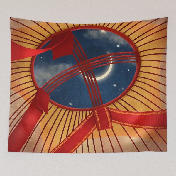 Item preview, kazakh nomad traditional dwelling sceiling designed and sold by artbymadina.