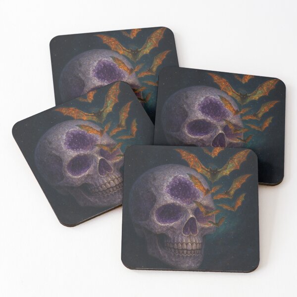 Item preview, Celestial Amethyst Skull and Nebula Bats designed and sold by OandSDesigns23.