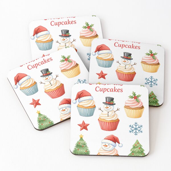 Item preview, Festive Christmas cupcakes decorated with snowmen and a Christmas tree for a joyful holiday celebration designed and sold by SpaceartLilu.