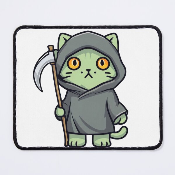 Item preview, Grim Reaper Cat Cartoon with witch costume designed and sold by ArtisticAuraCreation.