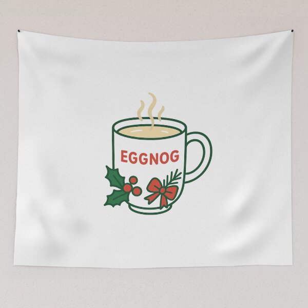 Item preview, Powered by EGGNOG | Red and Green Christmas Cozy Warm Eggnog Mug designed and sold by ArcticPastel.