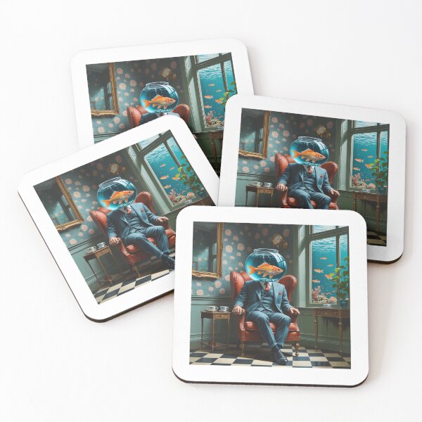 Item preview, Fish Head Businessman Victorian Parlor | Magritte Style designed and sold by PictorialWhimsy.