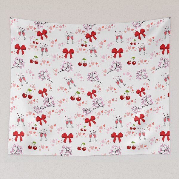 Item preview, Romantic Cherries & Hearts Pattern – Cute Valentine Love Phone Case designed and sold by TESHYS.