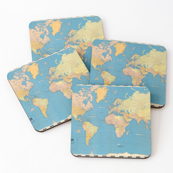 Item preview, Vintage Blue Oceans World Map Pastel Colors designed and sold by easteuromaps.