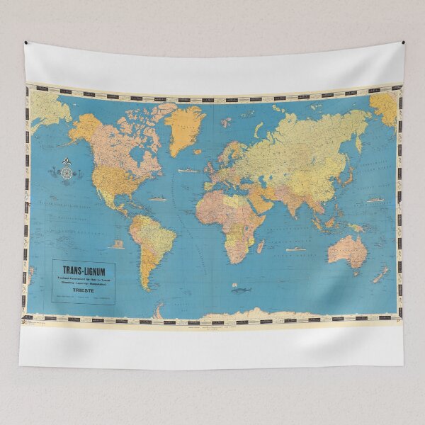 Item preview, Vintage Blue Oceans World Map Pastel Colors designed and sold by easteuromaps.