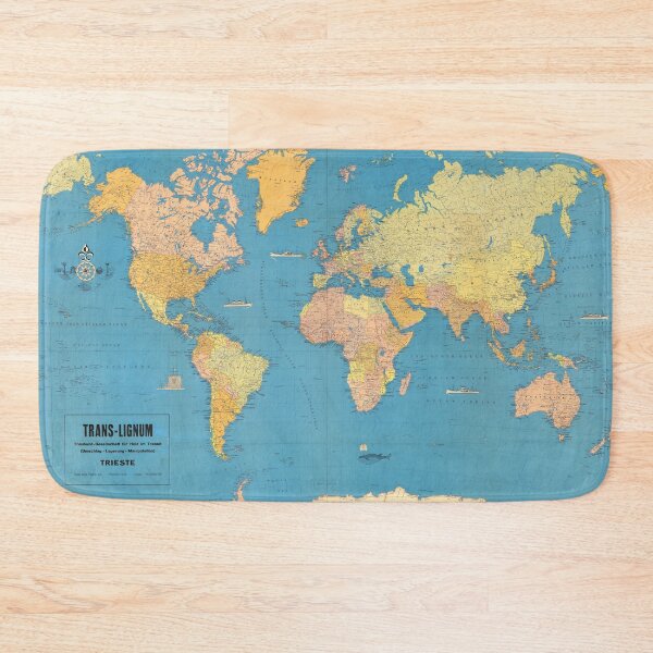 Item preview, Vintage Blue Oceans World Map Pastel Colors designed and sold by easteuromaps.