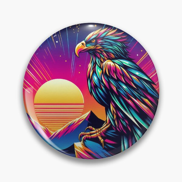 Item preview, colorful futuristic neon eagle designed and sold by Dogandesighn.