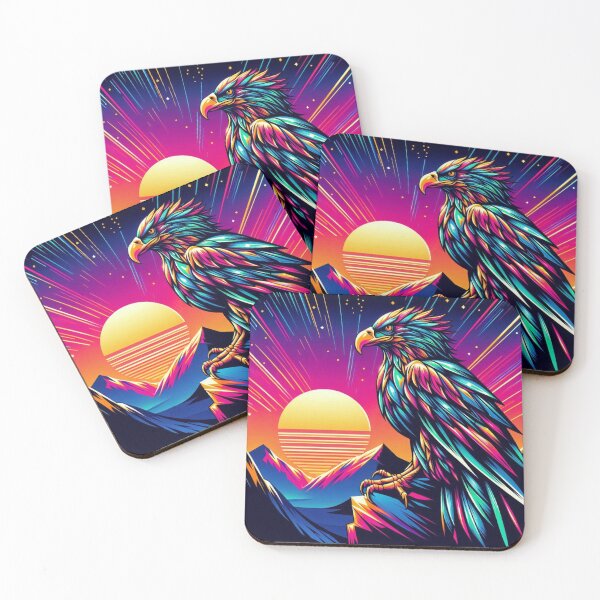Item preview, colorful futuristic neon eagle designed and sold by Dogandesighn.