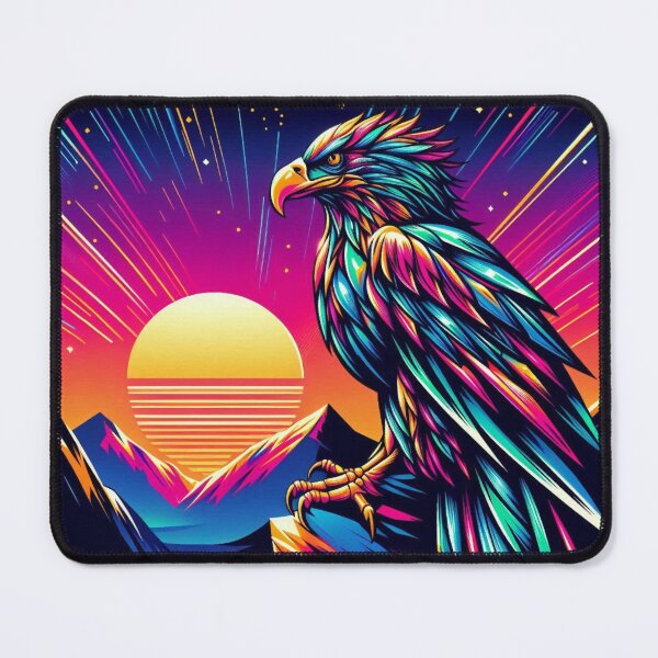 Item preview, colorful futuristic neon eagle designed and sold by Dogandesighn.