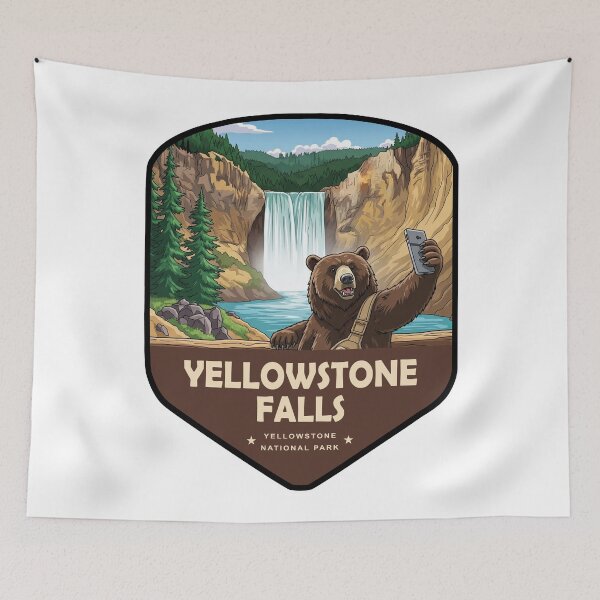 Item preview, Yellowstone Falls Bear Selfie Shield designed and sold by Esskay Designs.