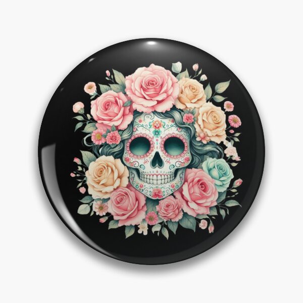 Item preview, Sugar Skull Adorned with Pastel Roses designed and sold by Dominik1994.