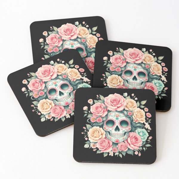 Item preview, Sugar Skull Adorned with Pastel Roses designed and sold by Dominik1994.