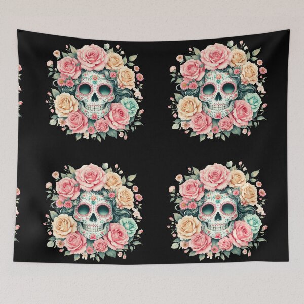 Item preview, Sugar Skull Adorned with Pastel Roses designed and sold by Dominik1994.