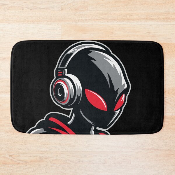 Item preview, Alien with Headphones – Minimalist Techno & Rave Design designed and sold by drizzd.