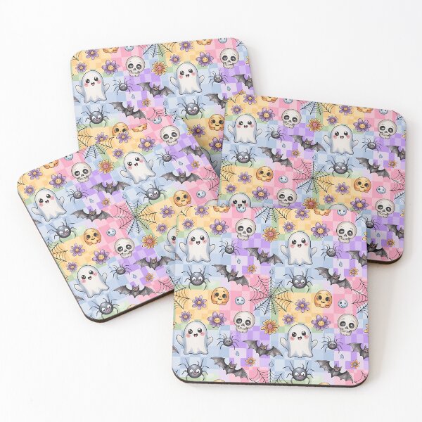 Item preview, Pastel Checkered Halloween Throw Pillow & Blanket Fabric - Cute Spooky Home Decor - Kawaii Ghost Watercolor Seamless Pattern  designed and sold by ZyxDes.