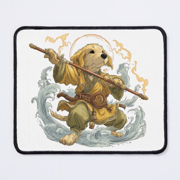 Item preview, Golden Monk Dog – Enlightened Martial Arts Warrior Illustration designed and sold by DTDSEverything.