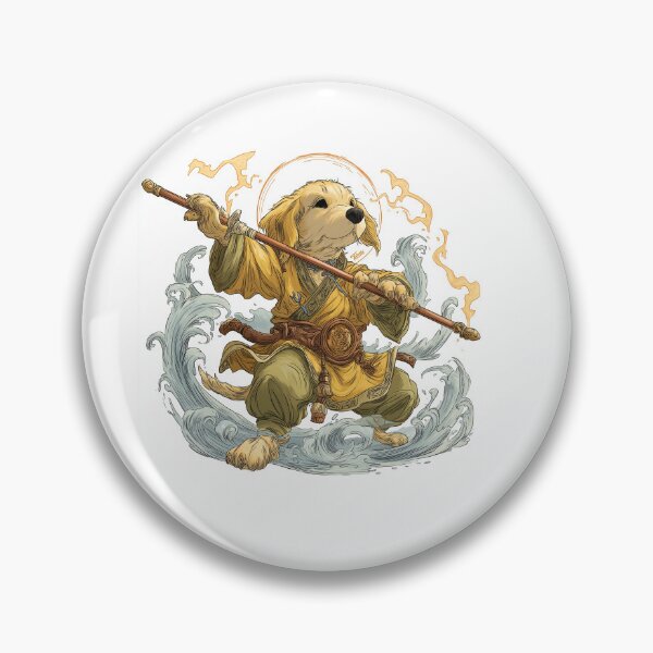 Item preview, Golden Monk Dog – Enlightened Martial Arts Warrior Illustration designed and sold by DTDSEverything.