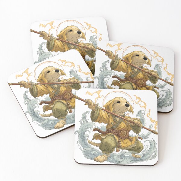 Item preview, Golden Monk Dog – Enlightened Martial Arts Warrior Illustration designed and sold by DTDSEverything.