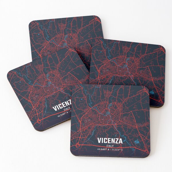 Item preview, Mapa minimalista rojo y azul de Vicenza designed and sold by HomeLivingCo.