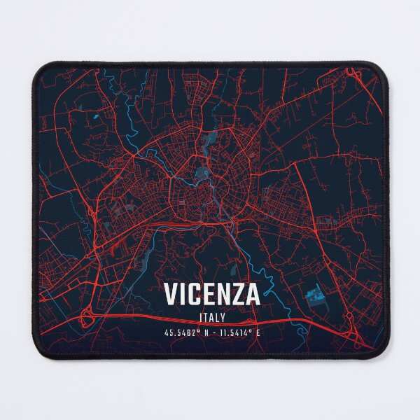 Item preview, Vicenza Red & Blue Minimalist Map designed and sold by HomeLivingCo.