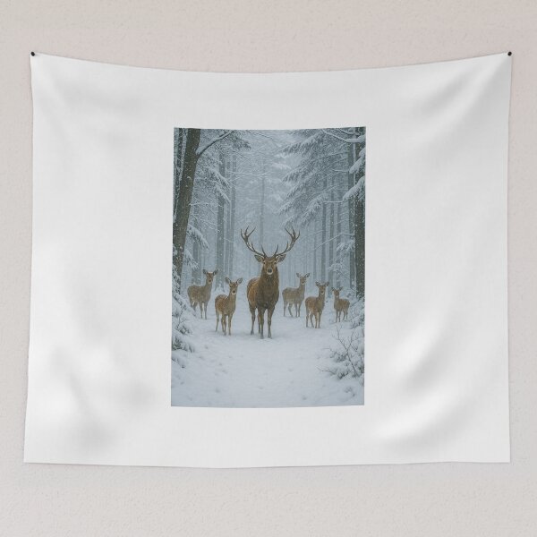 Item preview, Cervos na floresta nevada designed and sold by Leonornature.