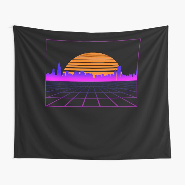 Synthwave, Retrowave Design For The Eighties Music Lovers Tapestry