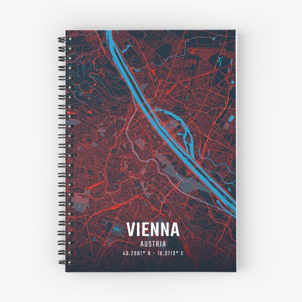 Item preview, Vienna Red & Blue Minimalist Map designed and sold by HomeLivingCo.
