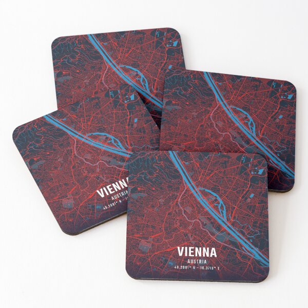 Item preview, Vienna Red & Blue Minimalist Map designed and sold by HomeLivingCo.