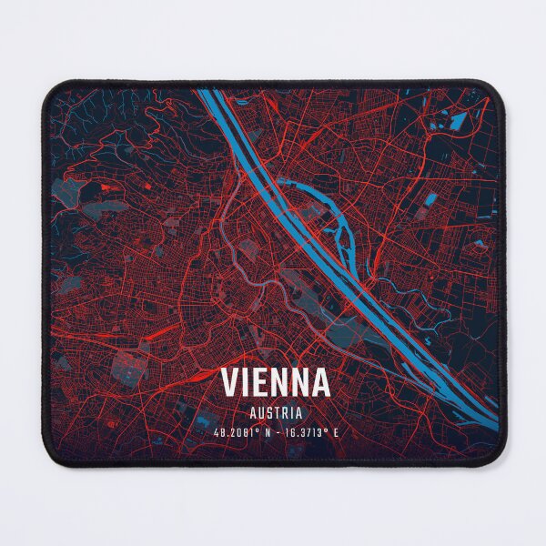 Item preview, Vienna Red & Blue Minimalist Map designed and sold by HomeLivingCo.