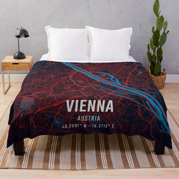 Item preview, Vienna Red & Blue Minimalist Map designed and sold by HomeLivingCo.