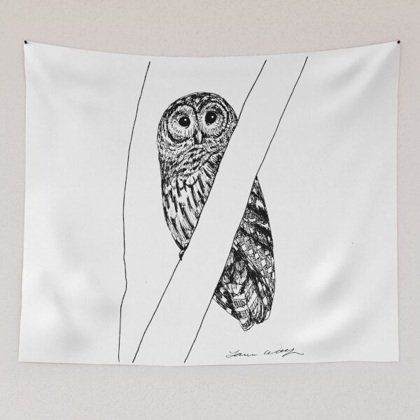 Item preview, Barred Owl Ink Drawing designed and sold by LauraWolfArtist.