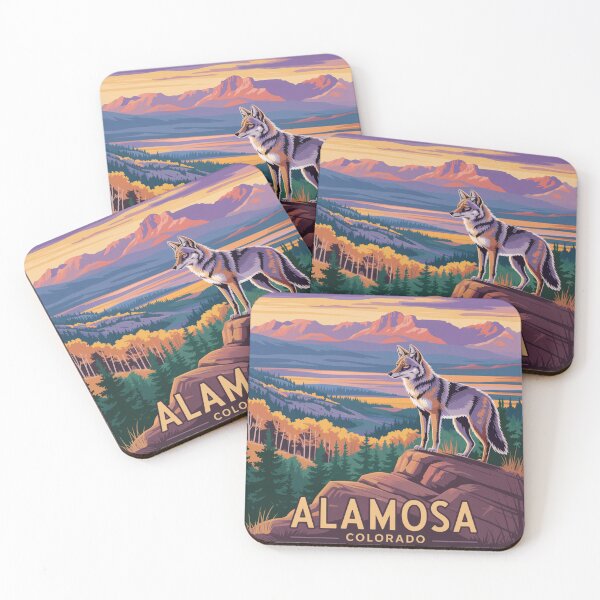 Item preview, Alamosa Colorado Wolf | Sunset Mountains Wilderness Landscape Poster designed and sold by CircinusStore.