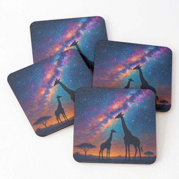 Item preview, Starry Heights – Giraffes Under the Milky Way Galaxy Art Print designed and sold by OandSDesigns23.