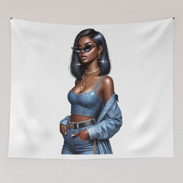 Item preview, Sparkling Fashion Icon in Shiny Blue Denim designed and sold by Lulunza.