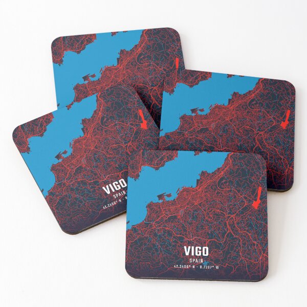 Item preview, Vigo Red & Blue Minimalist Map designed and sold by HomeLivingCo.