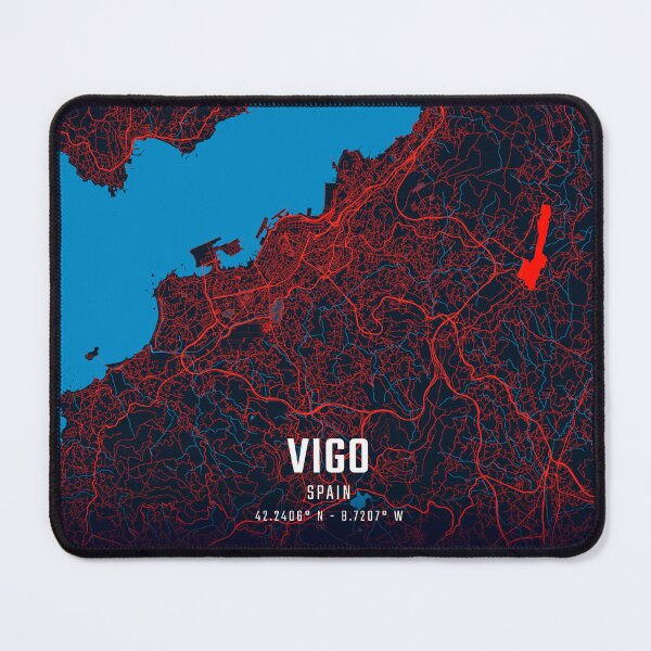 Item preview, Vigo Red & Blue Minimalist Map designed and sold by HomeLivingCo.