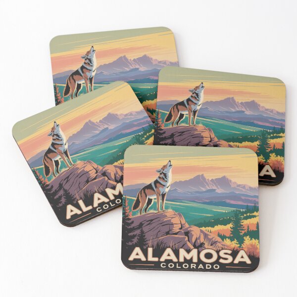 Item preview, Alamosa Colorado Wolf | Retro Mountain Sunset Wilderness Poster designed and sold by CircinusStore.