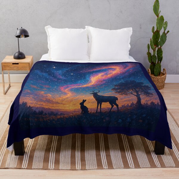 Item preview, Stargazers of the Milky Way – Cosmic Animal Landscape Art Print designed and sold by OandSDesigns23.