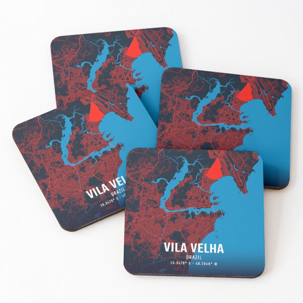 Item preview, Vila Velha Red & Blue Minimalist Map designed and sold by HomeLivingCo.